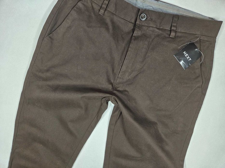 NEXT slim fit brązowe spodnie materiałowe chino ke/04122 W32L36 84cm