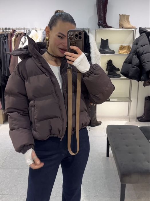 Пуховик, пуфер Hellostore шоколадного кольору