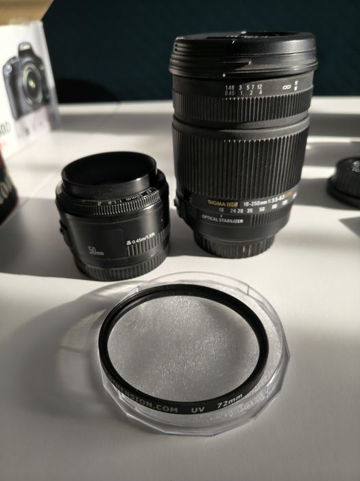 Canon 450d EF-S 18-55 Kit + obiektyw sigma 18-250mm + dodatki