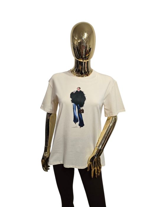 T-shirt damski bawełniany FASHION kremowy Nooda rozmiar 36