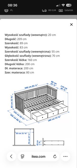 Łóżko Hemnes białe idealny stan