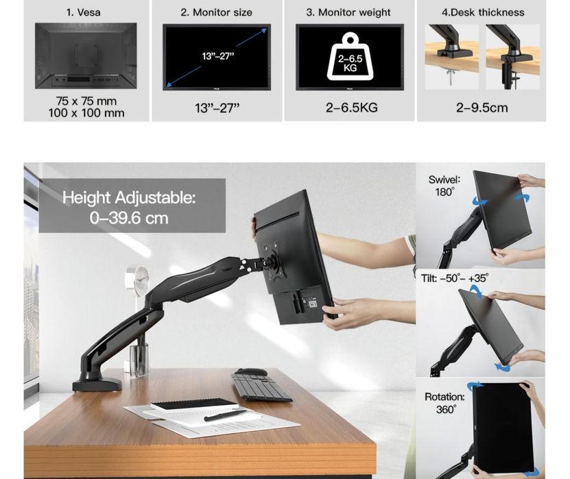 !! Uchwyt do Monitora 13-32 " Super Mocny PREMIUM ZESTAW!!