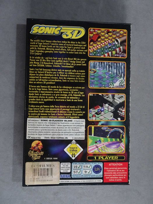Jogo Sega Saturn - Sonic 3D (caixa vazia)