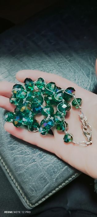 бусы с берилла,сердолика , Богемского озерносинего хрусталя