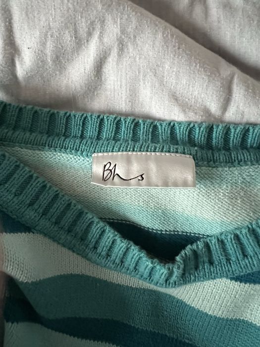 Sweterek w paski niebieski turkusowy bawełniany