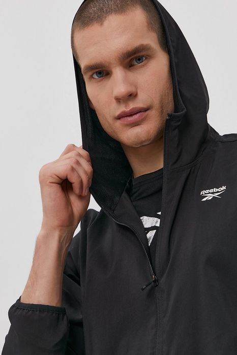 Kurtka wiatrówka czarna z logo Reebok L