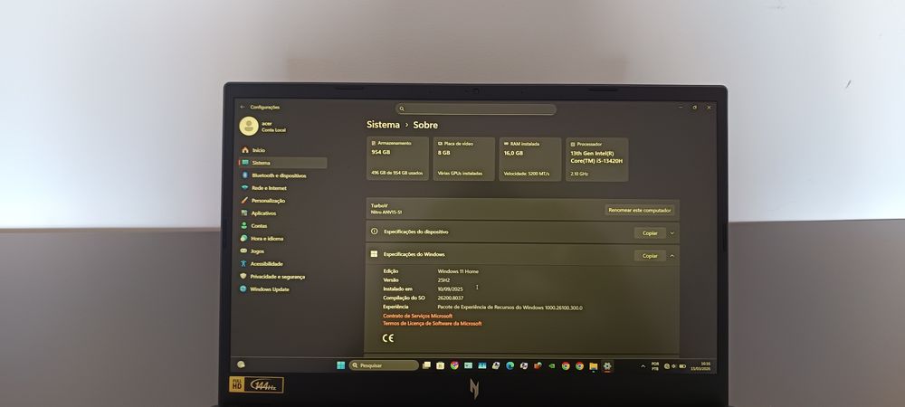 Vendo ACER NITRO  V15 - 16 Gigas + NVidia 8G