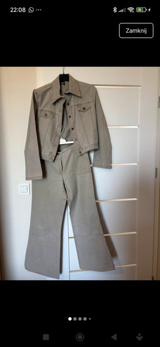 Swietny modny komplet  szerokie spodnie kurtka 38