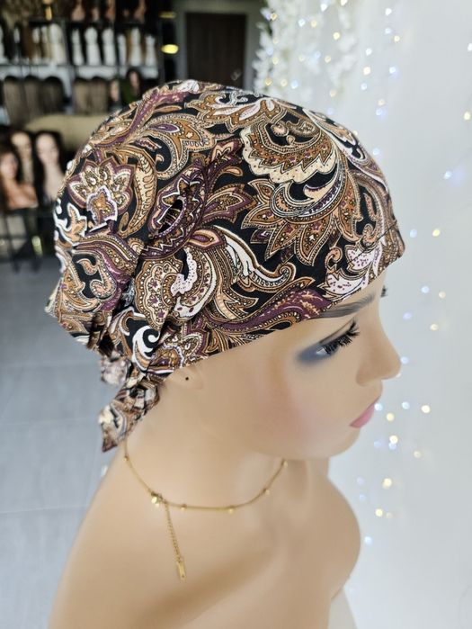 Turban czapka chustka na głowę po chemii po chemioterapi Ania brąz