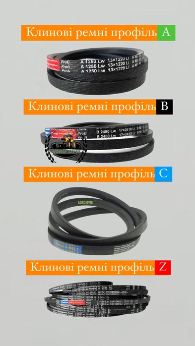 Клинові ремні (клиновий ремінь) Ремні для сільгосптехніки.