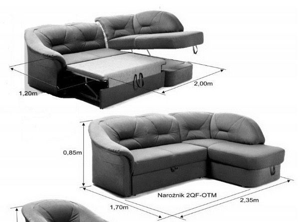Kanapa sofa skórzana (10 miesięczna) z funkcją spania