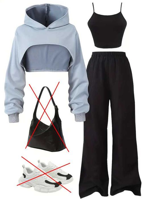 Conjunto Casual 3 Peças: Capuz, Top Sem Mangas e Calças Retas