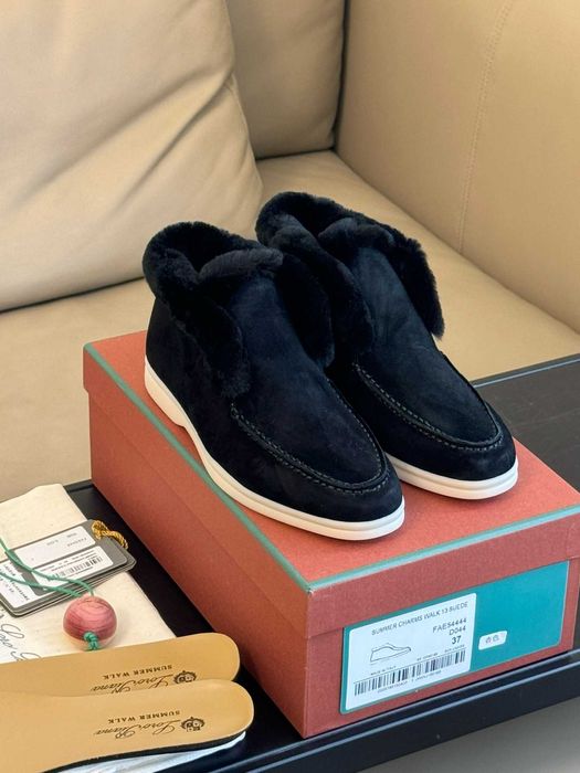 35 36 Черные лоферы с мехом Loro Piana Summer Walk лофери