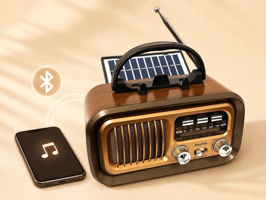 RETROPOLIS austin vintage radio retro solar USB microsd bluetooth
