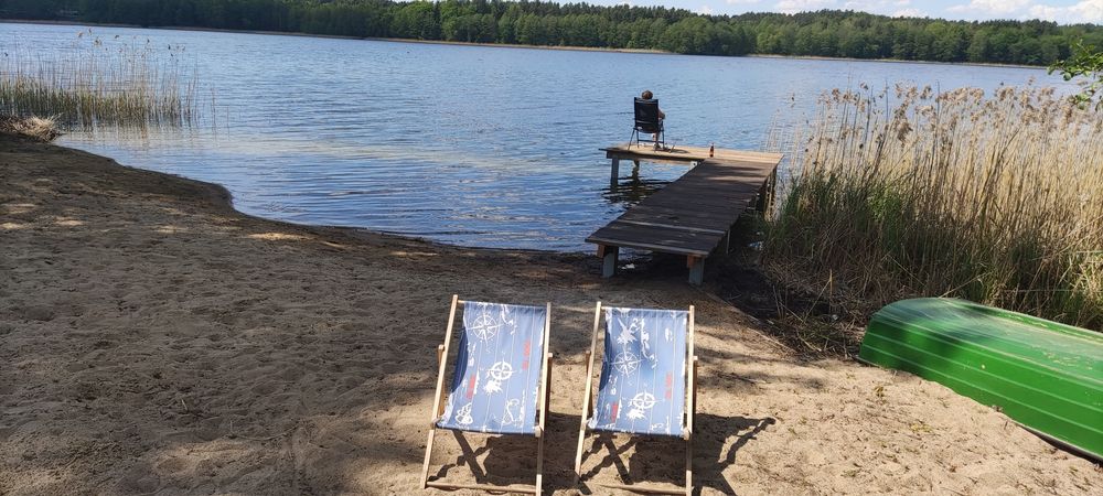 Całoroczny domek Mazury Pelnik nad jeziorem Isąg, molo