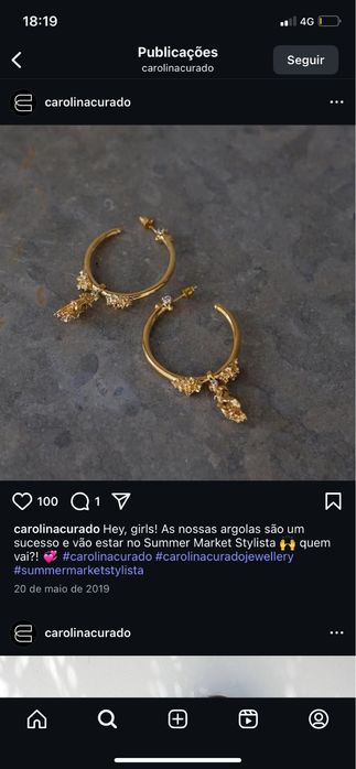 Brincos carolina curado