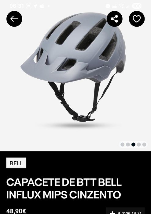 Capacete Influx Bell - MIPS cor cinzento