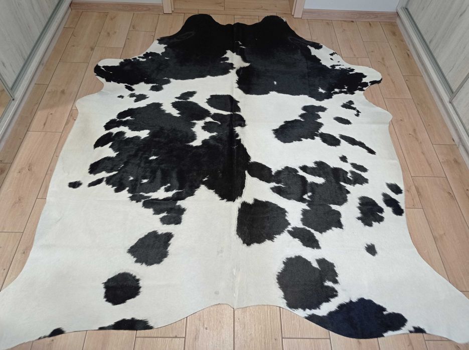 Ogromna Skóra Krowia Naturalna 230x200 cm – Łaciata, Unikat