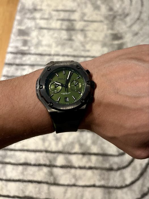 Cerruti 1881  Men Silicone Band Watch, 40mm Camo Green