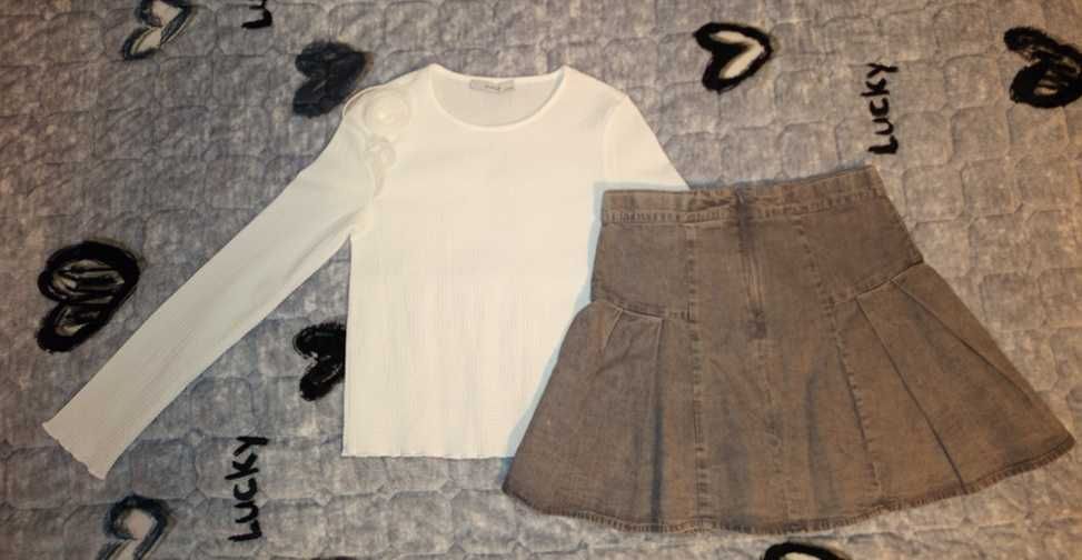 Zestaw galowy: spódnica + bluzka; roz. 134/140