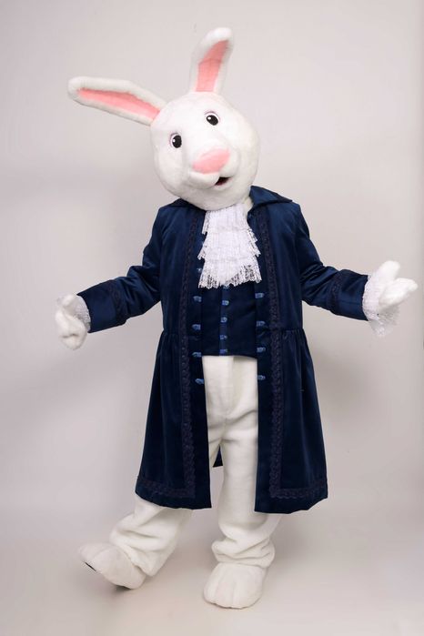 Ростовий костюм Заєць білий в одязі, виготовлення ростових ляльок