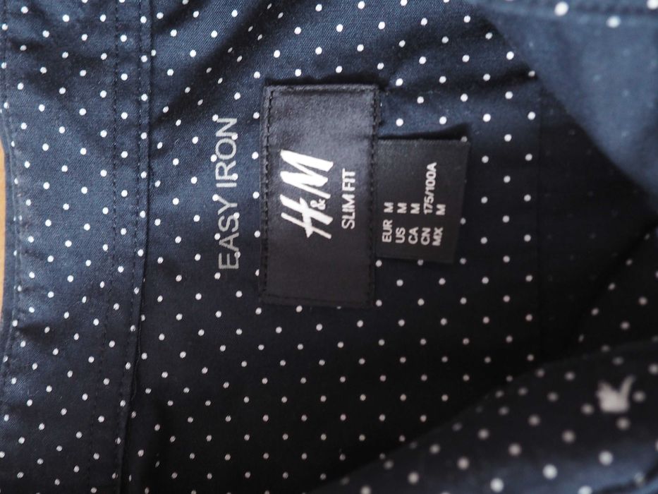 Koszula męska czarna w białe kropeczki r. M - H&M