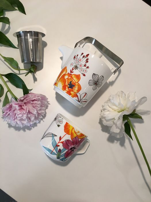 Tea For One Czajniczek/Imbryk z zaparzaczem + kubek, porcelana, Nowy,