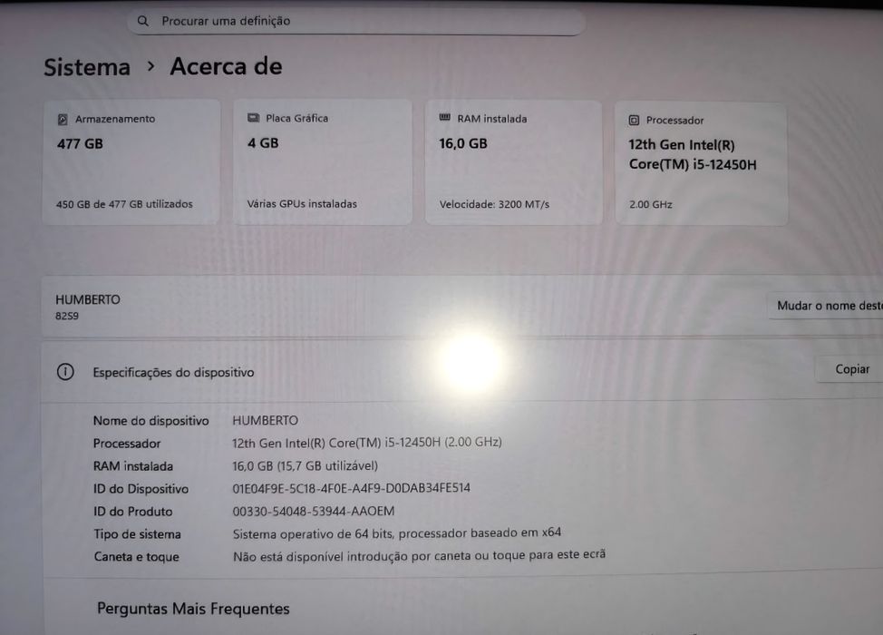 Lenovo I5 12450H | GTX 3060 | 16 Ram