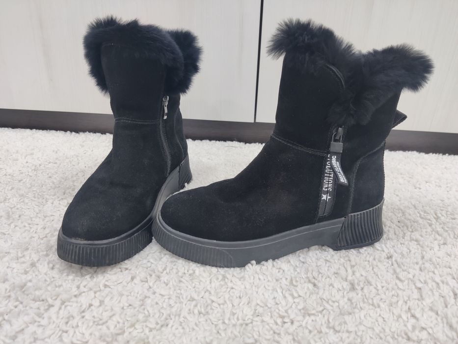 Зимние ботинки, натуральная замша