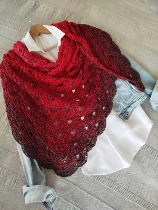 Damska chusta ręcznie robiona - SUPER PREZENT NA KAŻDĄ OKAZJĘ