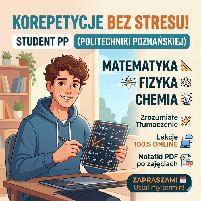 Korepetycje ONLINE Matematyka Fizyka Chemia (1-8 Klasa,Liceum,Technikum)
