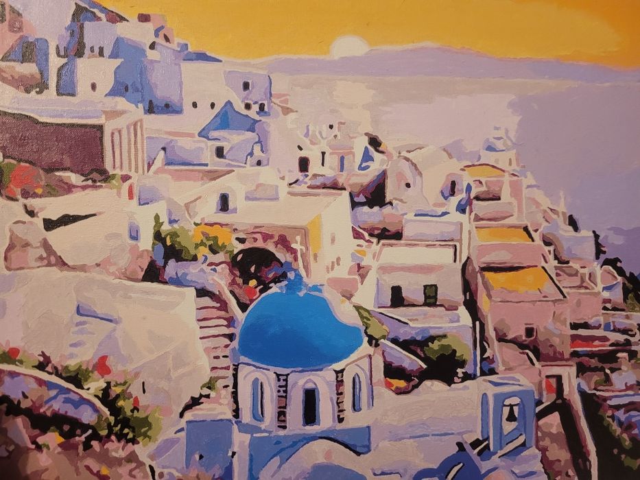 Replika obrazu SANTORINI Grecja malowanie po numerach gotowy obraz KRA
