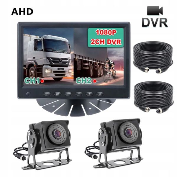 MONITOR 7" 2x Kamera AHD DVR 1080p 7 cali do Busa Tira Kampera Koparki