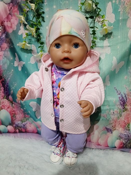Kurtka i czapka dla lalki baby born 43cm