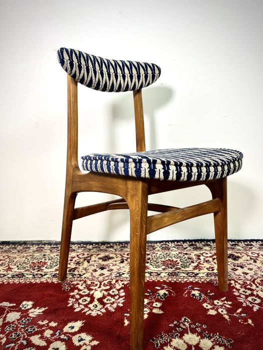 Krzesło PRL R T Hałas 200-190 grzybek z kpl. Violetta vintage buk mat