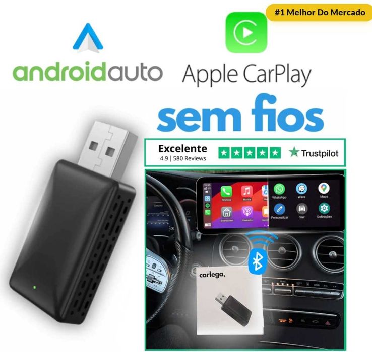 Pen Carlega — Adaptador CarPlay e Android Auto Sem Fios