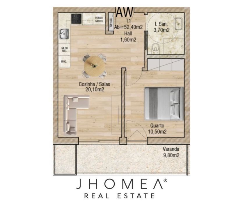 Apartamento T1 - Valley Place, Forca, Aveiro