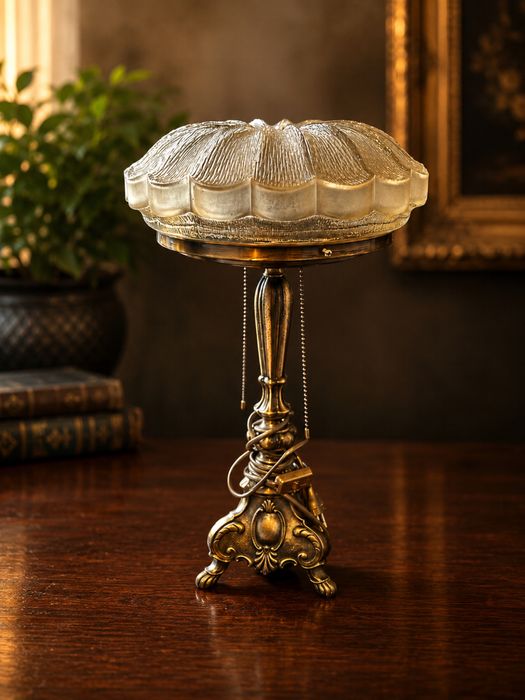 Komplet 2 lamp stołowych z litego mosiądzu – styl klasyczny glamour vintage
