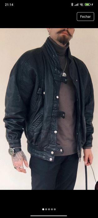 Casaco de Couro Vintage Tamanho L