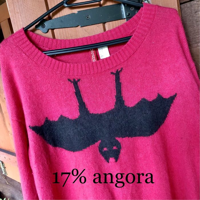 Ciepły sweter różowy z nietoperzem rozmiar 38.