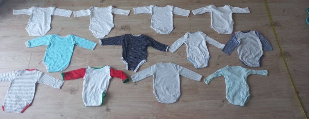 Body z długim rękawem 68/74 chłopiec 12 szt