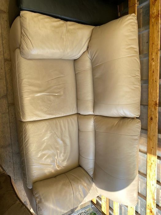 Sofa skórzana 2 osobowa skóra naturalna stan bdb beżowa FV DOWÓZ