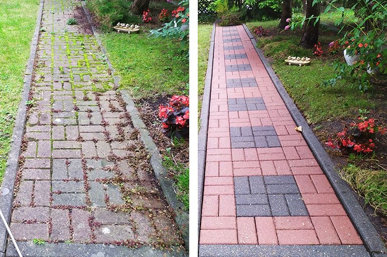 Mycie kostki brukowej elewacji