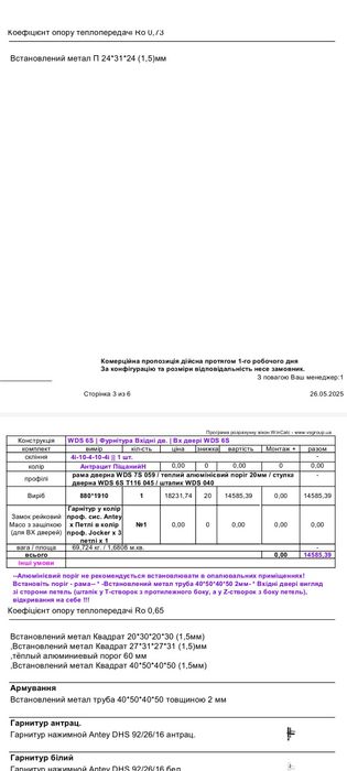 Двері металопластикові 880х1910
