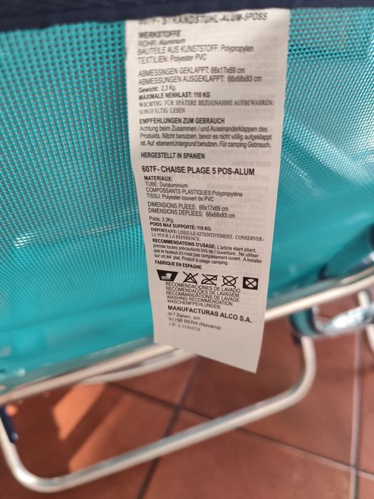 Cadeira de praia marca ALCO nova