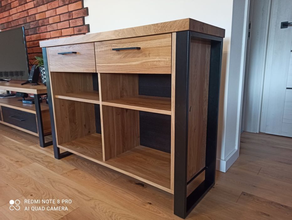 Komoda loft, lity dąb, szafka, Rtv