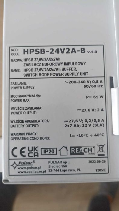 Zasilacz buforowy HPSB-24V2A-B Pulsar impulsowy