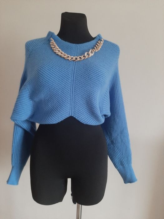 Komplet Sweter + Sukienka Szafir Prążkowana Dzianina S/M