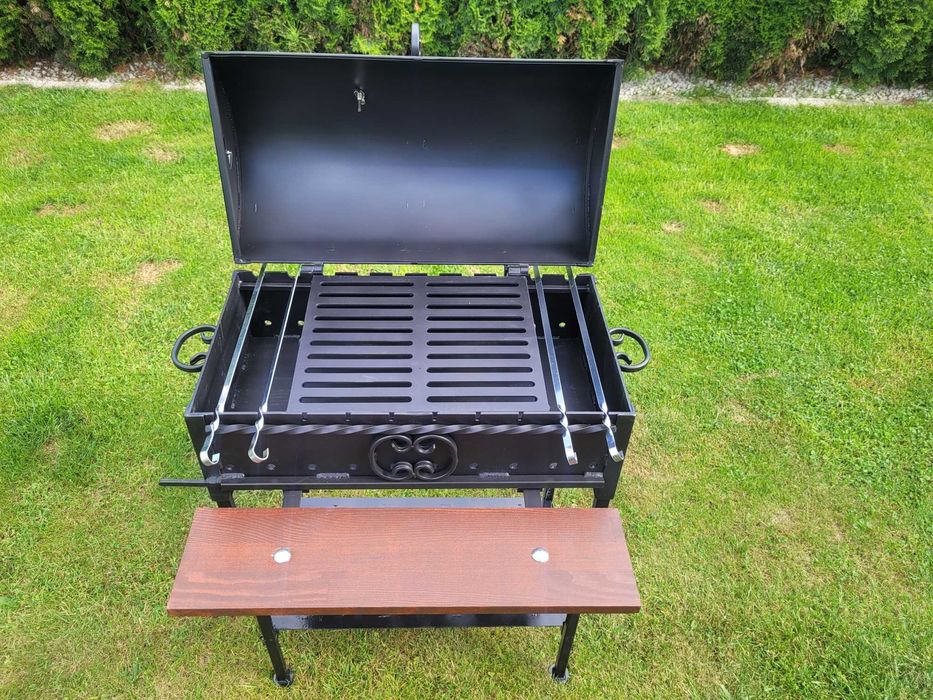 Grill węglowy DUŻY SOLIDNY stal 4mm Palenisko 32x60cm ŚLĄSK
