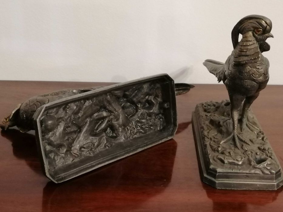 Par Elegante de Esculturas de Faisão em Bronze (Atribuição a Trodoux)